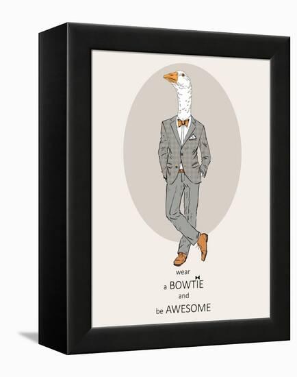 Goose in Pin Suit-Olga Angellos-Framed Stretched Canvas