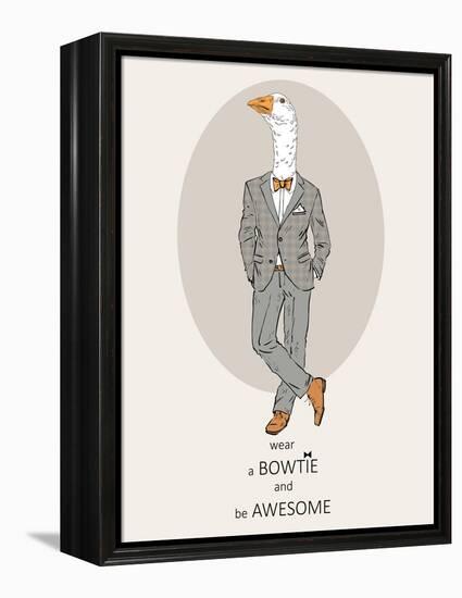 Goose in Pin Suit-Olga Angellos-Framed Stretched Canvas