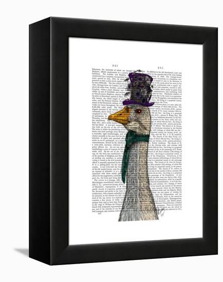 Goose in Purple Hat-Fab Funky-Framed Stretched Canvas