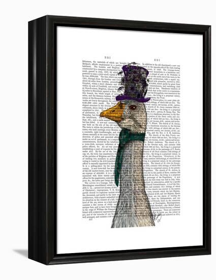 Goose in Purple Hat-Fab Funky-Framed Stretched Canvas