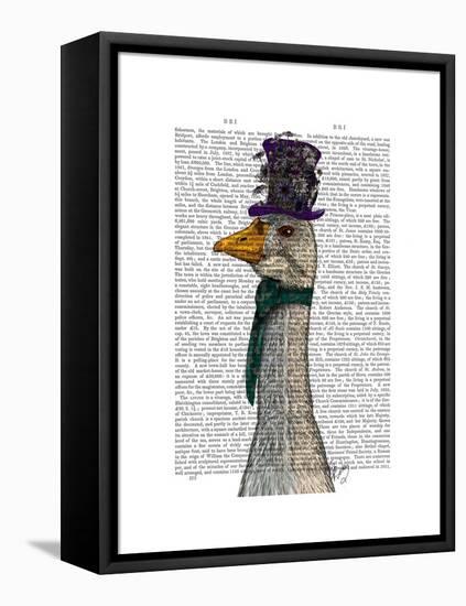 Goose in Purple Hat-Fab Funky-Framed Stretched Canvas