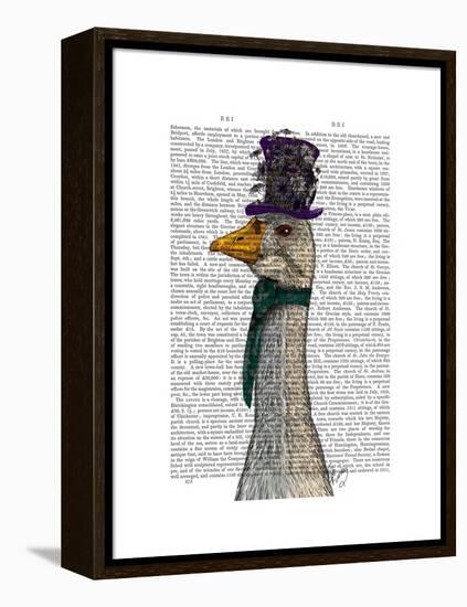 Goose in Purple Hat-Fab Funky-Framed Stretched Canvas