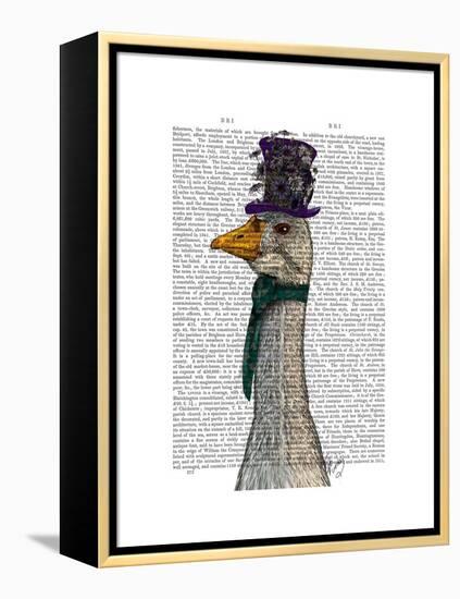 Goose in Purple Hat-Fab Funky-Framed Stretched Canvas