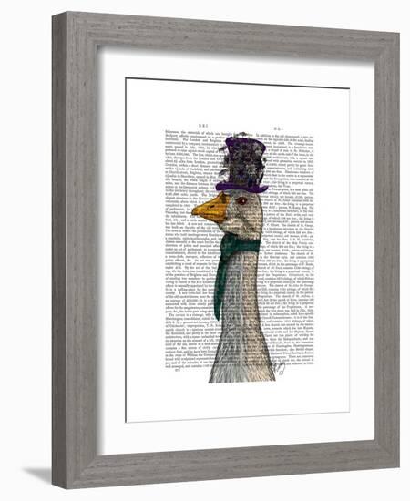 Goose in Purple Hat-Fab Funky-Framed Premium Giclee Print