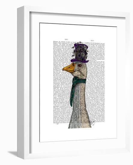 Goose in Purple Hat-Fab Funky-Framed Premium Giclee Print