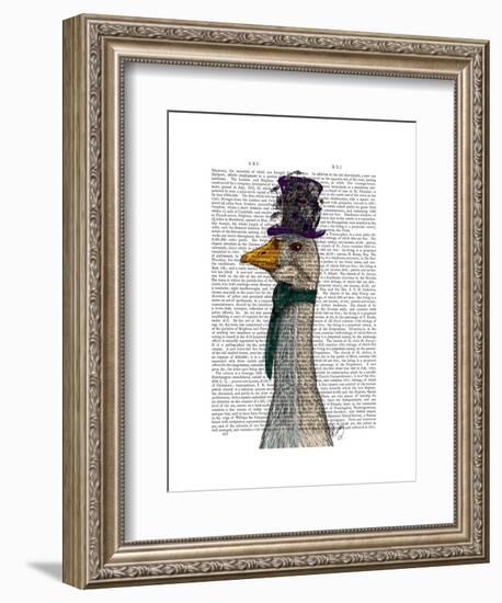 Goose in Purple Hat-Fab Funky-Framed Art Print