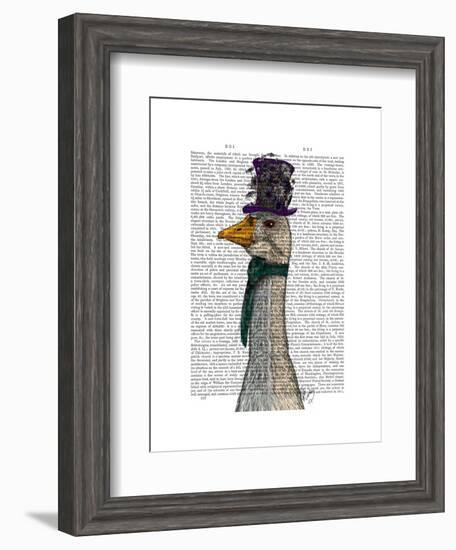 Goose in Purple Hat-Fab Funky-Framed Art Print