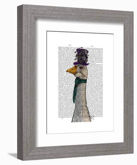 Goose in Purple Hat-Fab Funky-Framed Art Print