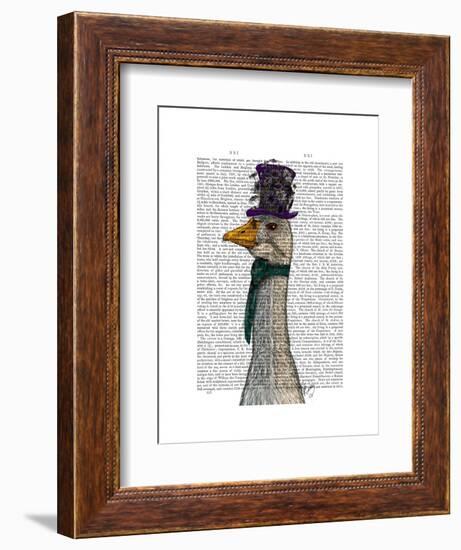 Goose in Purple Hat-Fab Funky-Framed Art Print