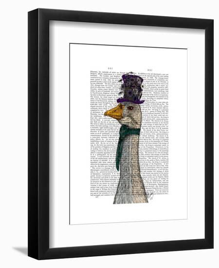 Goose in Purple Hat-Fab Funky-Framed Art Print