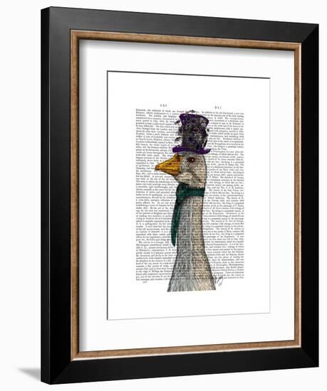 Goose in Purple Hat-Fab Funky-Framed Art Print