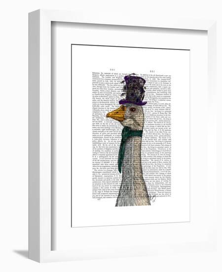 Goose in Purple Hat-Fab Funky-Framed Art Print