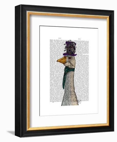 Goose in Purple Hat-Fab Funky-Framed Art Print