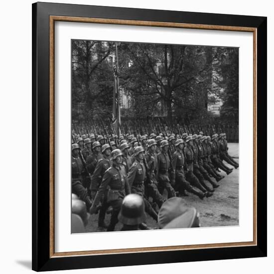 Goose-Stepping German Troops in a Victory Parade Through Warsaw, Poland. Sept. 1939-null-Framed Photo