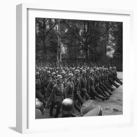 Goose-Stepping German Troops in a Victory Parade Through Warsaw, Poland. Sept. 1939-null-Framed Photo