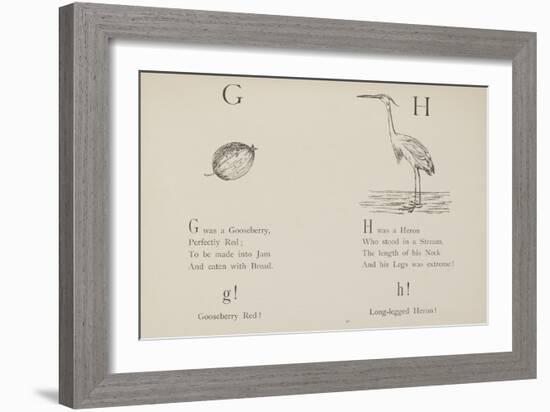 Gooseberry and Heron Illustrations and Verse From Nonsense Alphabets by Edward Lear.-Edward Lear-Framed Giclee Print