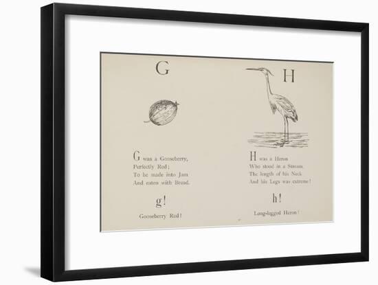 Gooseberry and Heron Illustrations and Verse From Nonsense Alphabets by Edward Lear.-Edward Lear-Framed Giclee Print