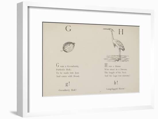 Gooseberry and Heron Illustrations and Verse From Nonsense Alphabets by Edward Lear.-Edward Lear-Framed Giclee Print