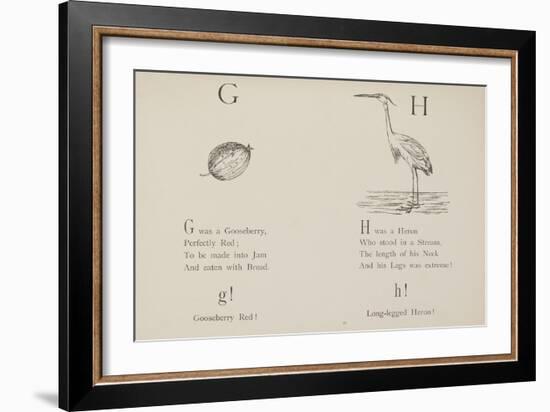 Gooseberry and Heron Illustrations and Verse From Nonsense Alphabets by Edward Lear.-Edward Lear-Framed Giclee Print