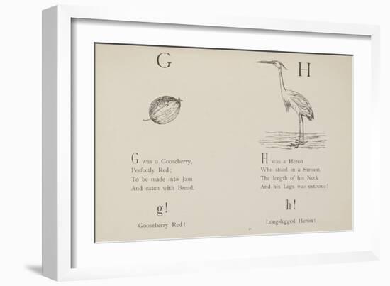 Gooseberry and Heron Illustrations and Verse From Nonsense Alphabets by Edward Lear.-Edward Lear-Framed Giclee Print