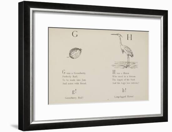Gooseberry and Heron Illustrations and Verse From Nonsense Alphabets by Edward Lear.-Edward Lear-Framed Giclee Print