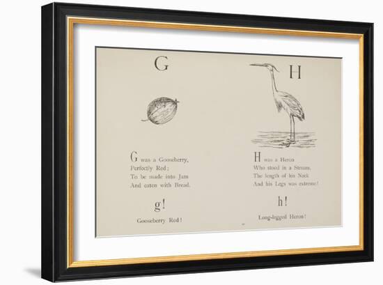 Gooseberry and Heron Illustrations and Verse From Nonsense Alphabets by Edward Lear.-Edward Lear-Framed Giclee Print