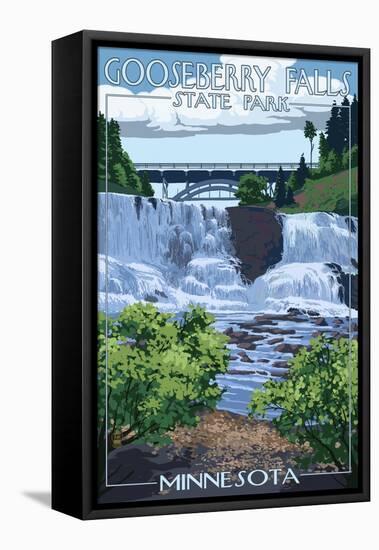 Gooseberry Falls State Park - Minnesota-Lantern Press-Framed Stretched Canvas