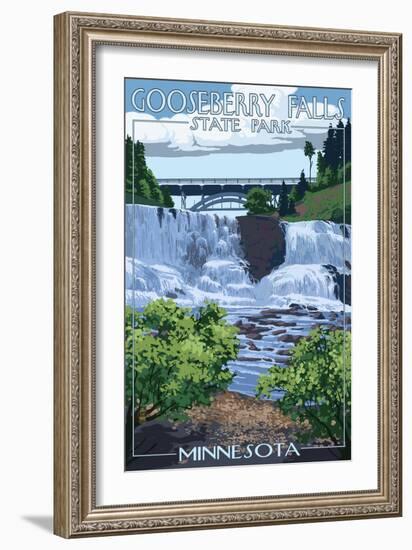 Gooseberry Falls State Park - Minnesota-Lantern Press-Framed Art Print