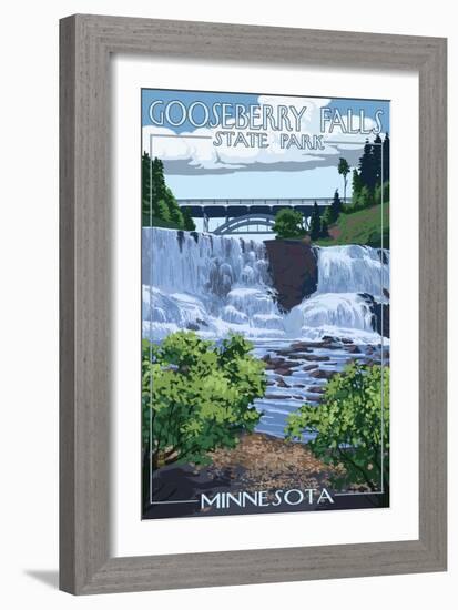 Gooseberry Falls State Park - Minnesota-Lantern Press-Framed Premium Giclee Print