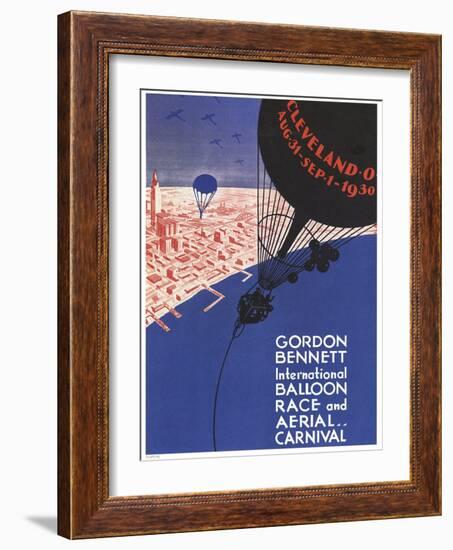 Gordon Bennett International Balloon Race In Cleveland-null-Framed Art Print