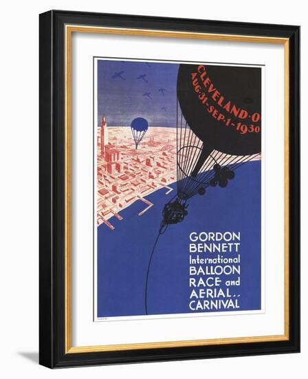 Gordon Bennett International Balloon Race In Cleveland-null-Framed Art Print