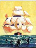 "Dolphins and Ship," Saturday Evening Post Cover, September 29, 1934-Gordon Grant-Giclee Print
