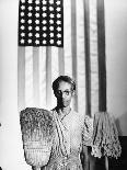Ella Watson Standing with Broom and Mop in Front of American Flag, Part of Depression Era Survey-Gordon Parks-Photographic Print