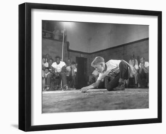 Gordon Rowse Shooting Marbles in the Finals-Francis Miller-Framed Photographic Print