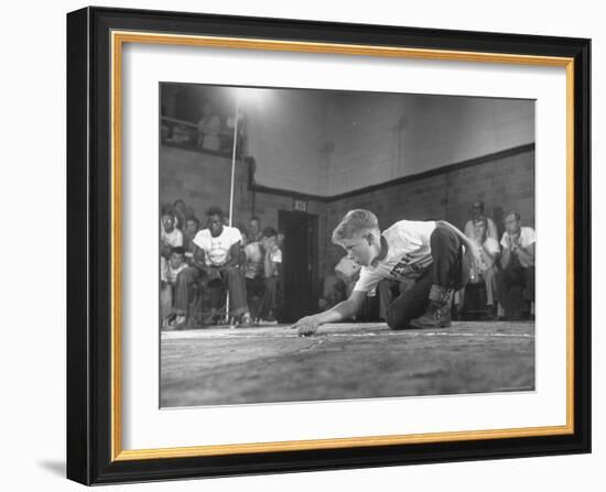 Gordon Rowse Shooting Marbles in the Finals-Francis Miller-Framed Photographic Print