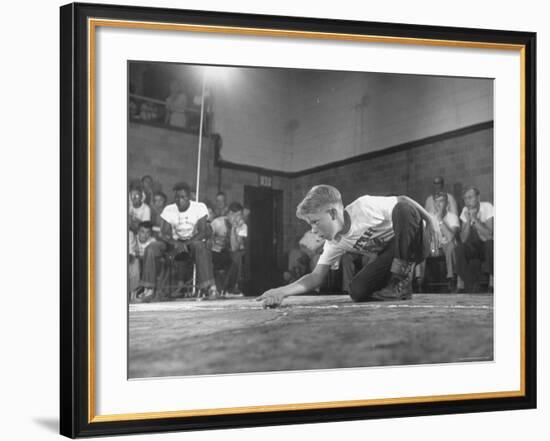 Gordon Rowse Shooting Marbles in the Finals-Francis Miller-Framed Photographic Print