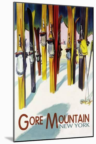 Gore Mountain, New York - Colorful Skis-Lantern Press-Mounted Art Print