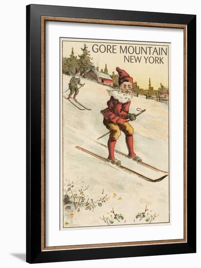 Gore Mountain, New York - Santa Skiing-Lantern Press-Framed Premium Giclee Print