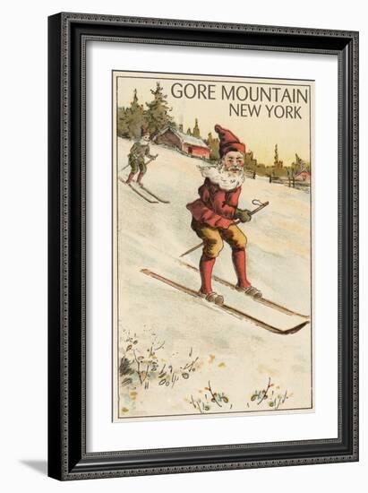 Gore Mountain, New York - Santa Skiing-Lantern Press-Framed Premium Giclee Print