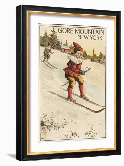 Gore Mountain, New York - Santa Skiing-Lantern Press-Framed Premium Giclee Print