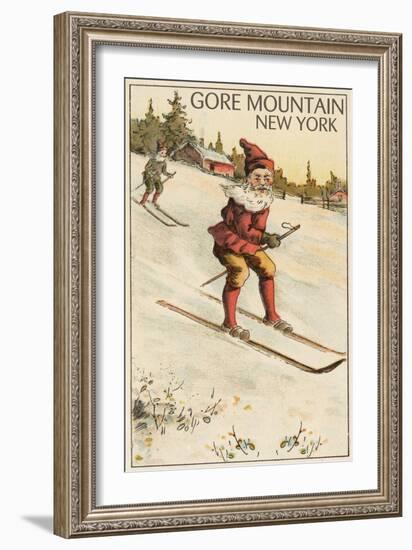 Gore Mountain, New York - Santa Skiing-Lantern Press-Framed Art Print