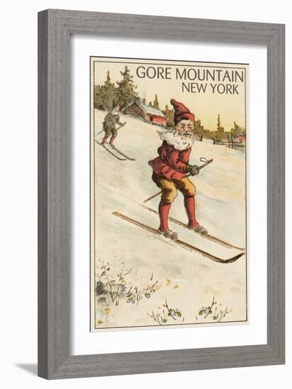 Gore Mountain, New York - Santa Skiing-Lantern Press-Framed Art Print