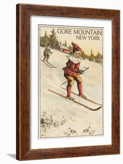 Gore Mountain, New York - Santa Skiing-Lantern Press-Framed Art Print