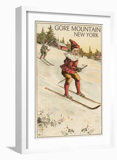 Gore Mountain, New York - Santa Skiing-Lantern Press-Framed Art Print