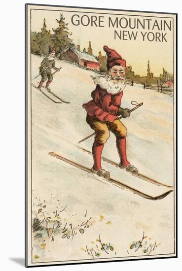 Gore Mountain, New York - Santa Skiing-Lantern Press-Mounted Art Print