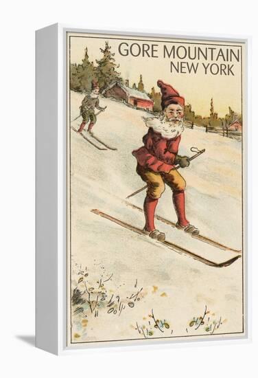 Gore Mountain, New York - Santa Skiing-Lantern Press-Framed Stretched Canvas