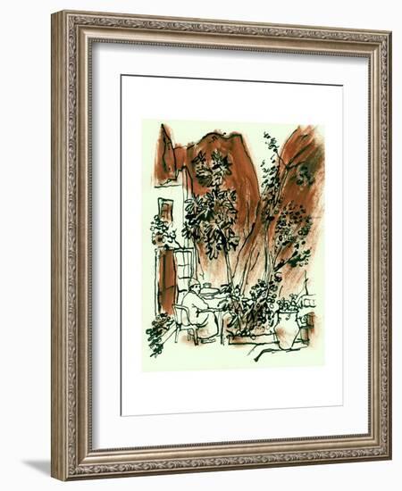 Gorge Tavern, Morocco, 1966, ink drawing-John Newcomb-Framed Giclee Print