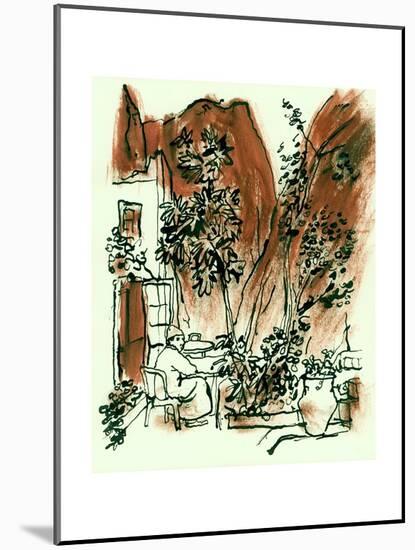 Gorge Tavern, Morocco, 1966, ink drawing-John Newcomb-Mounted Giclee Print