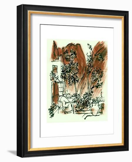 Gorge Tavern, Morocco, 1966, ink drawing-John Newcomb-Framed Giclee Print