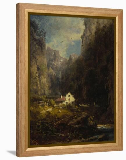 Gorge with Farmhouse at a Stream, about 1875/80-Carl Spitzweg-Framed Premier Image Canvas